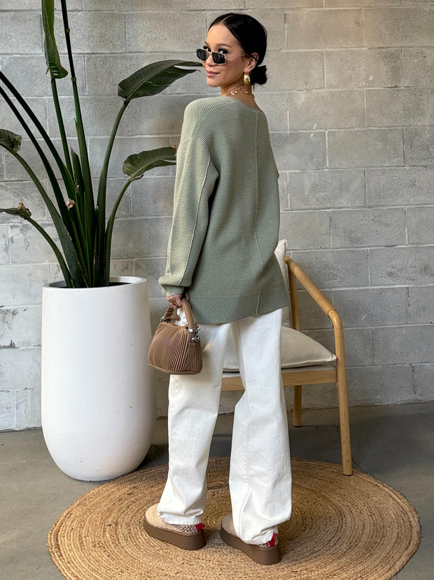 GENTLE FAWN Lisbon V-Neck Waffle Knit Sweater