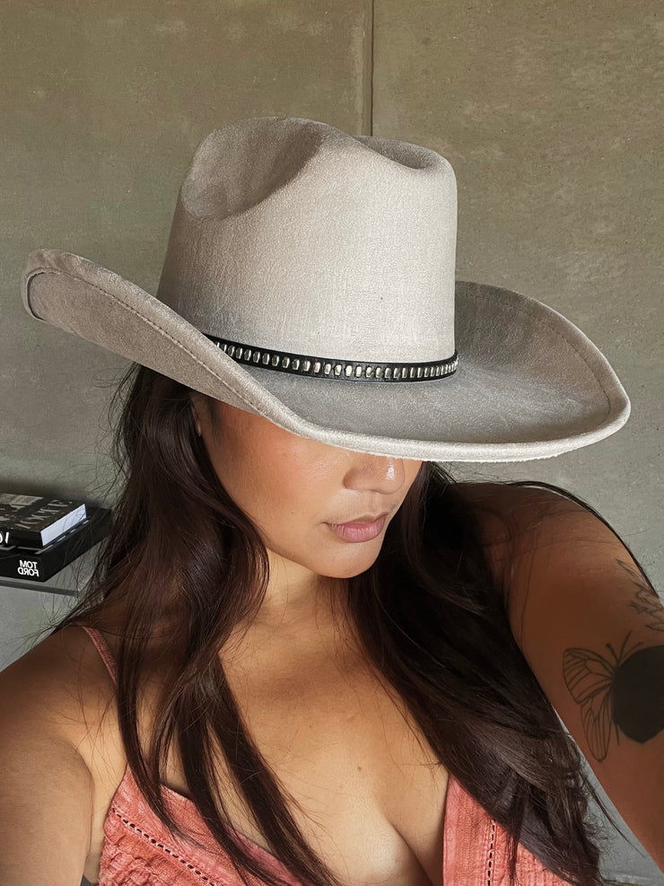 27 Studded Band Suede Cowboy Hat