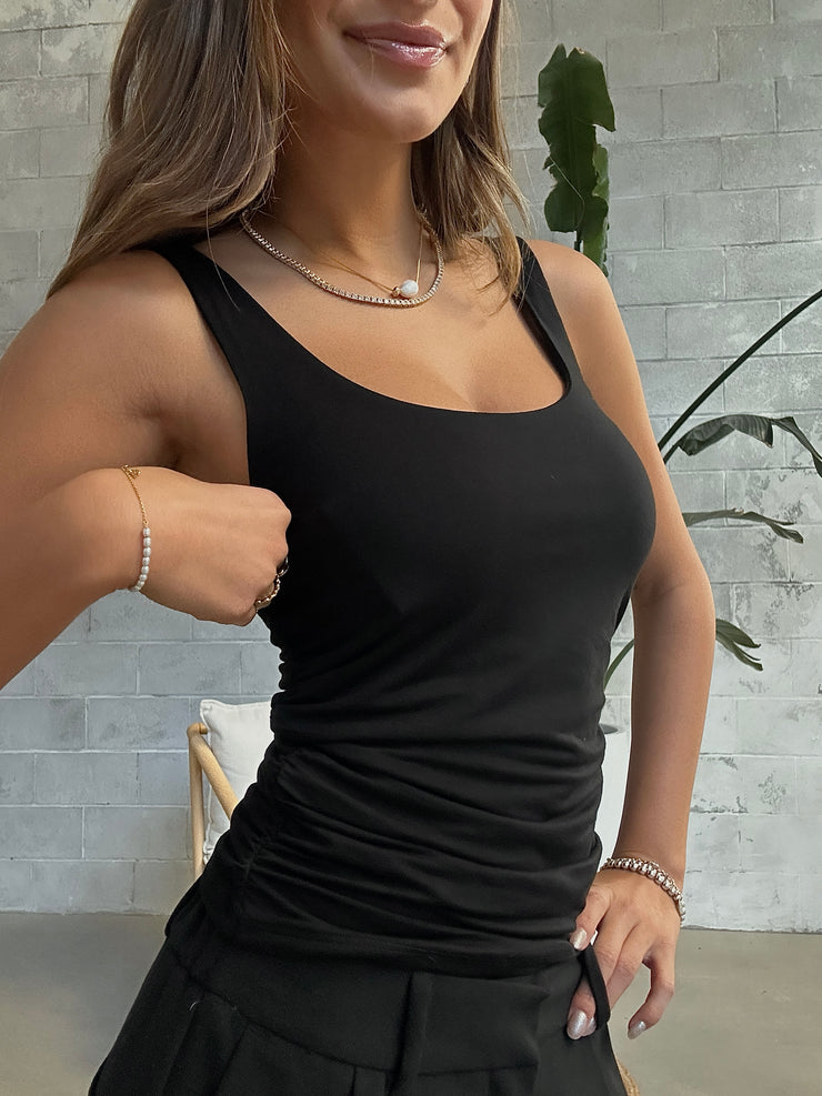 BLACK TAPE Ruched Side Tank