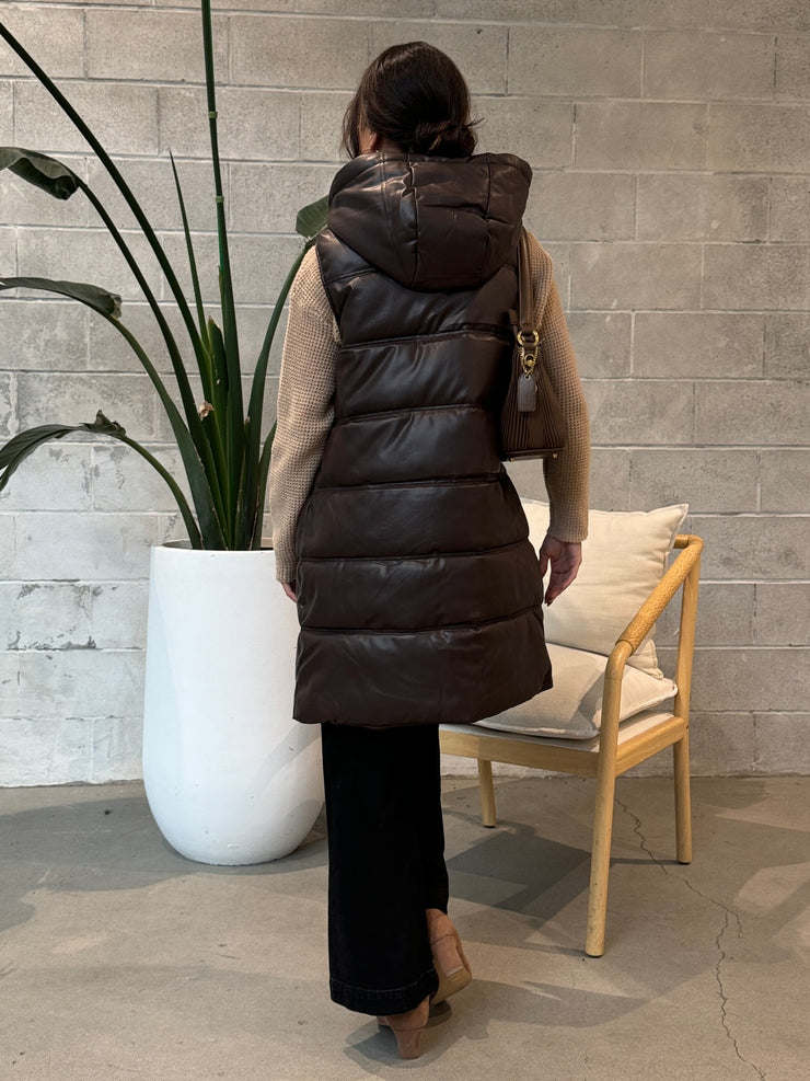 DEX Faux Leather Puffer Vest