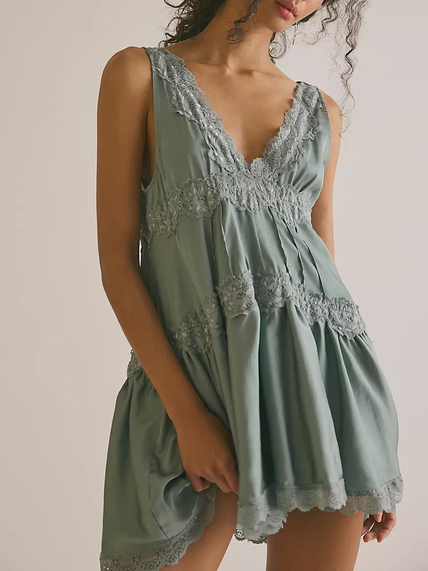 FREE PEOPLE In This Groove Mini Slip Dress