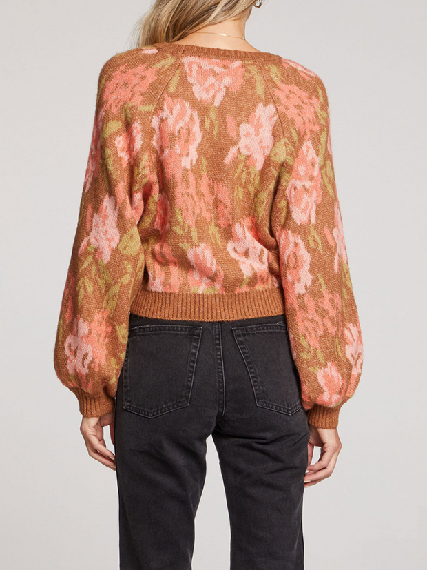 SALTWATER LUXE Noble Crewneck Floral Knit Sweater