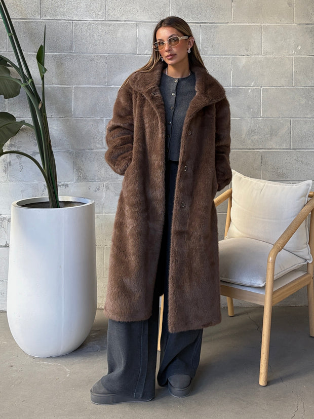 C'EST MOI Long Faux Fur Coat