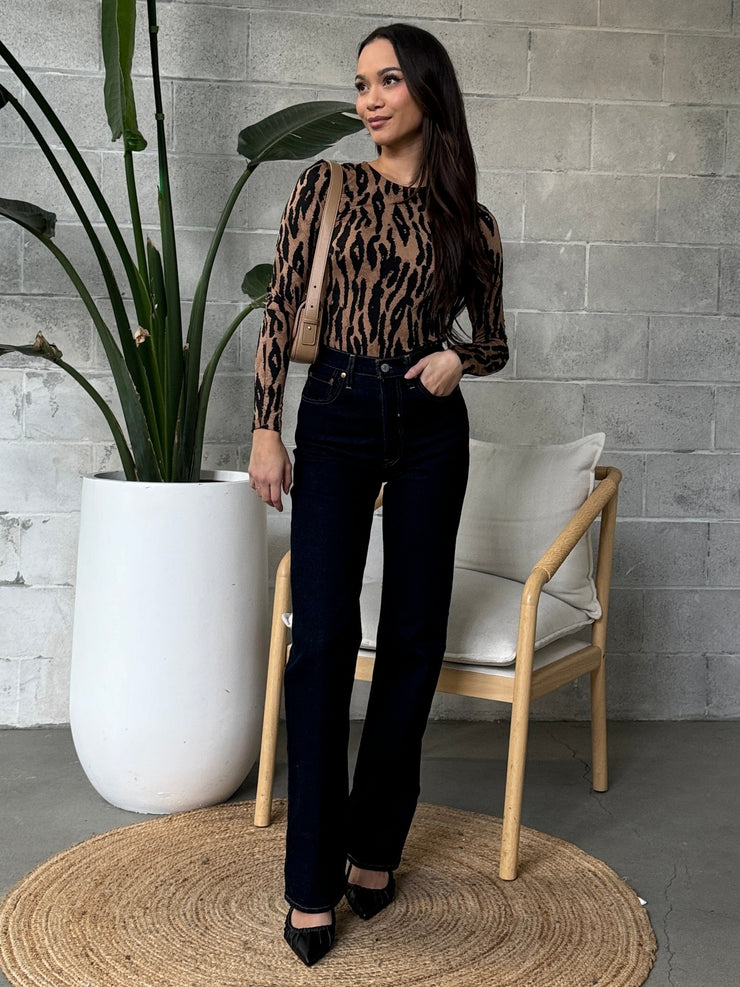 BLACK TAPE Leopard Long Sleeve Crewneck Bodysuit