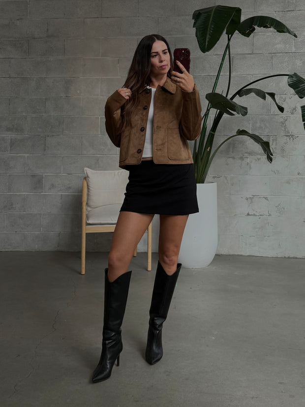 ONLY Tulip Faux Suede Button Front Jacket
