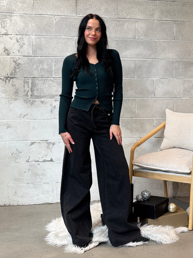 DEX Button Up Ribbed Sweater