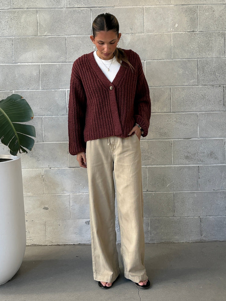ROOM 34 Single Button Knit Cardigan