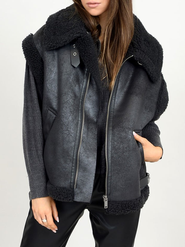 RD STYLE Amira Faux Leather Sherpa Vest