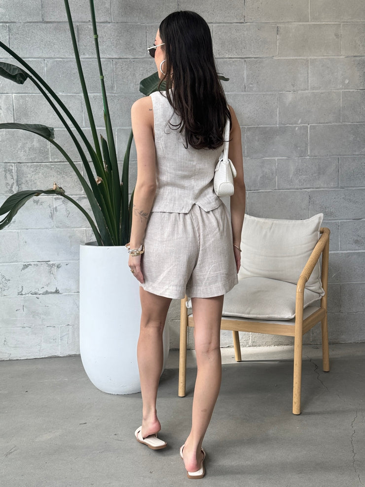 BLACK TAPE Button Front Linen Vest