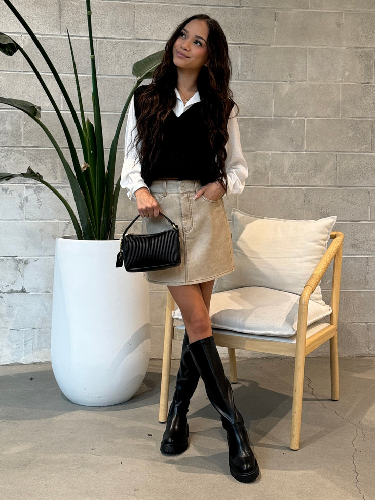 RD STYLE Distressed Faux Leather Mini Skirt