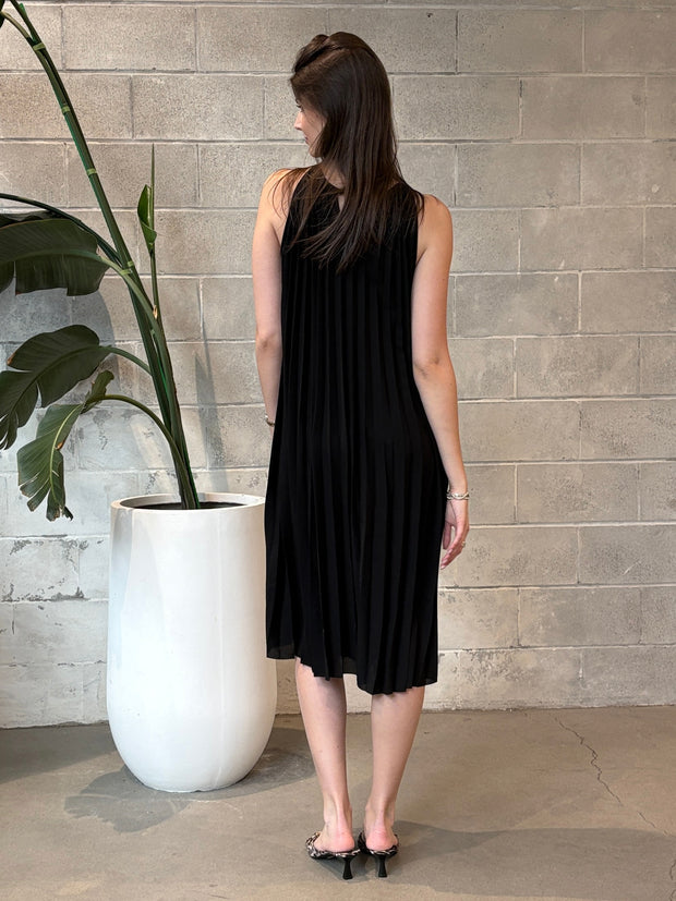 DEX Pleated Halter Midi Dress