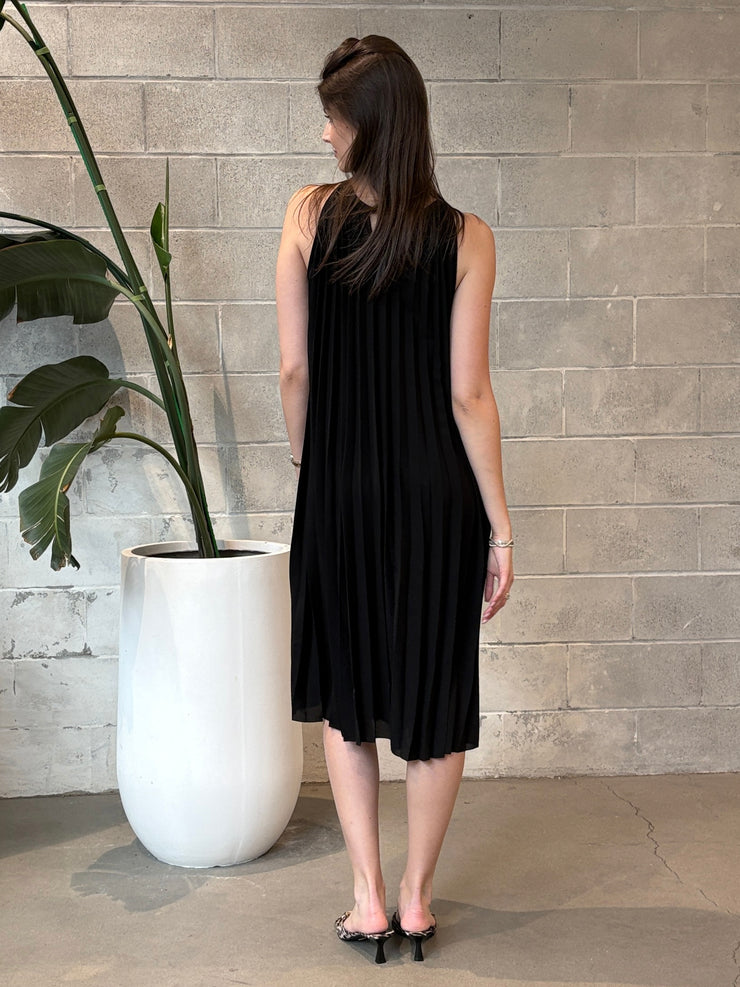 DEX Pleated Halter Midi Dress