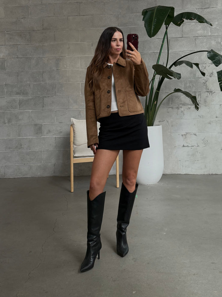 ONLY Tulip Faux Suede Button Front Jacket