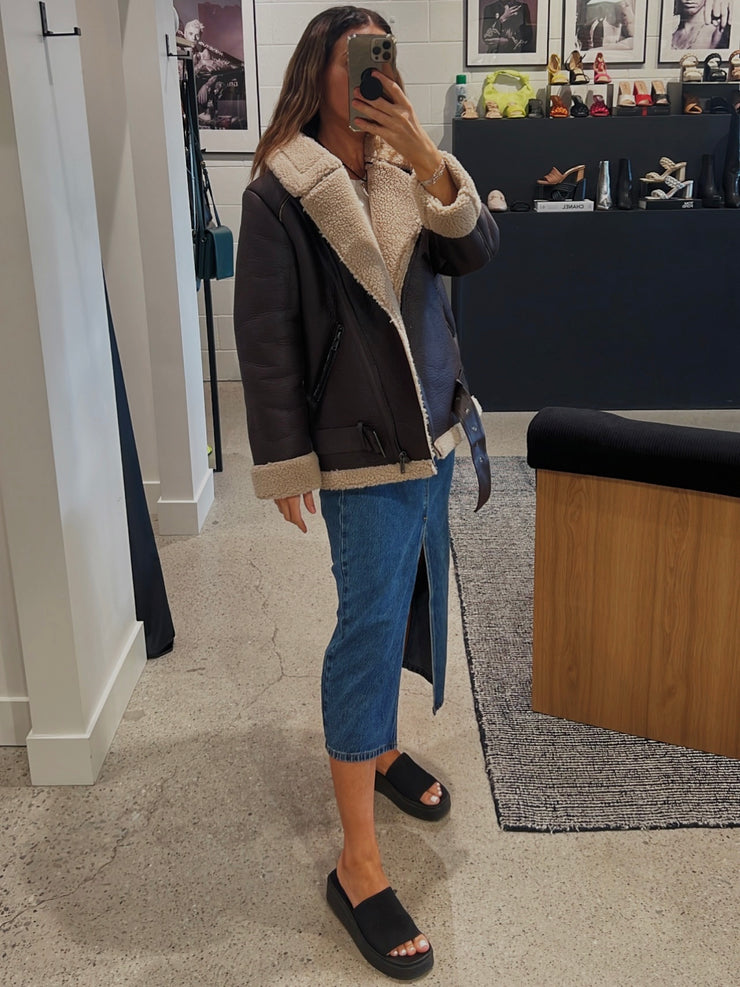 ONLY Ashton Faux Leather Aviator Jacket