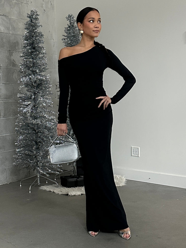 RUNAWAY THE LABEL Vessa Long Sleeve Off Shoulder Maxi Dress