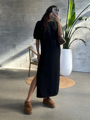 C'EST MOI Knit Crewneck Maxi Sweater Dress