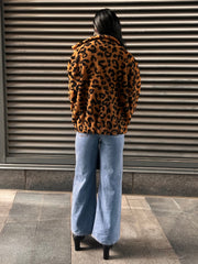 BRUNETTE THE LABEL Leopard Sherpa Jacket