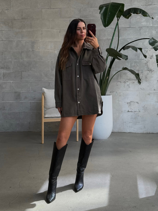 BRUNETTE THE LABEL Shania Oversized Denim Jacket / Shirt Dress