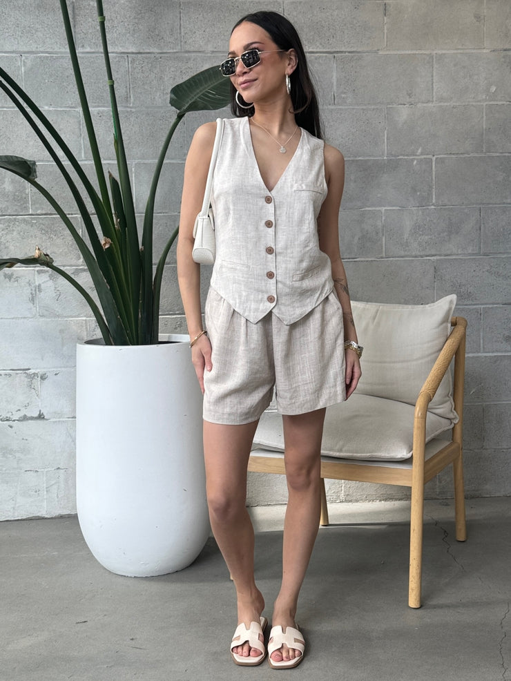 BLACK TAPE Button Front Linen Vest