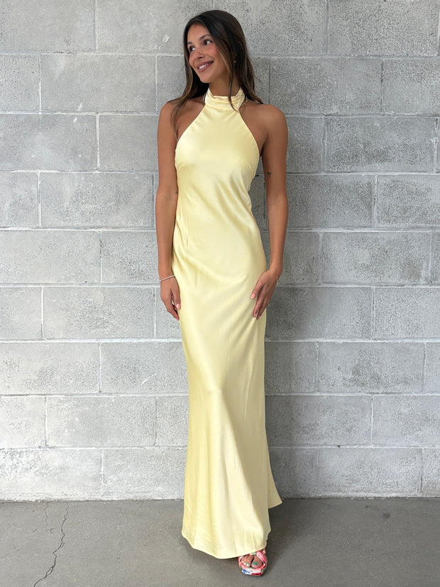 RUNAWAY THE LABEL Brigitte Halter Neck Open Back Maxi Dress