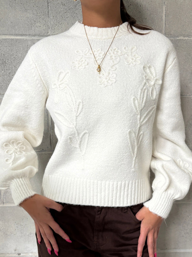 RD STYLE Rhiana Floral Embroidered Knit Sweater
