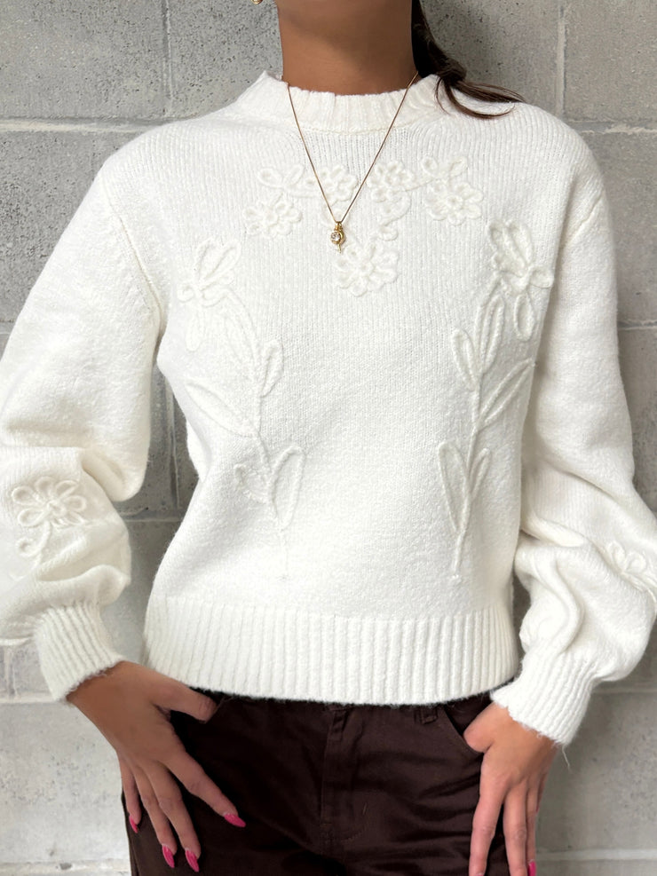 RD STYLE Rhiana Floral Embroidered Knit Sweater