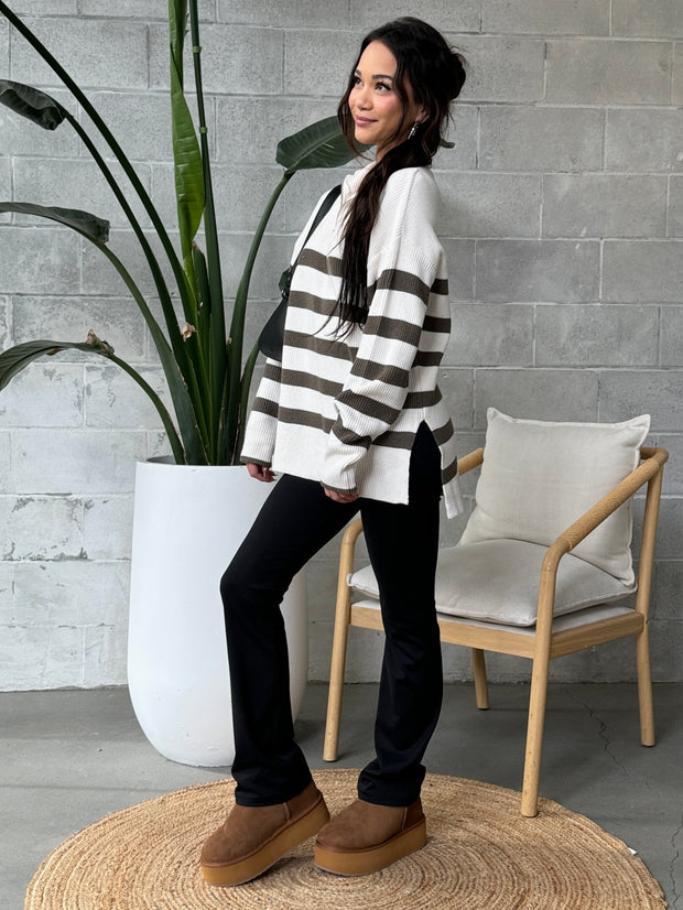 DEX Half Zip Striped Knit Sweater