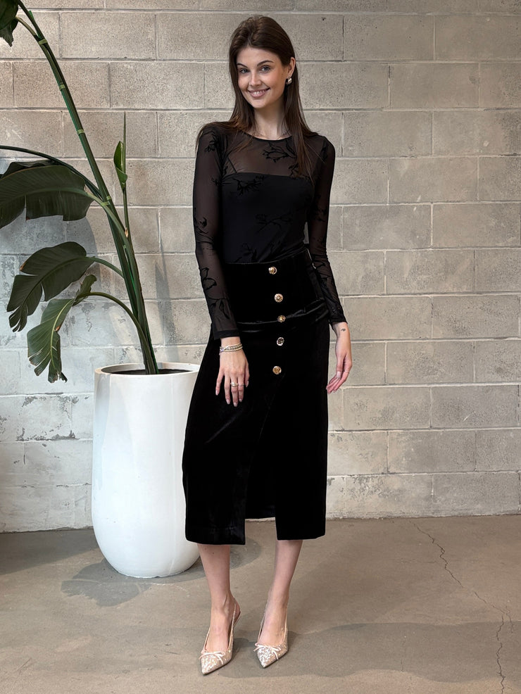 DEX Mesh Patterned Long Sleeve Bodysuit