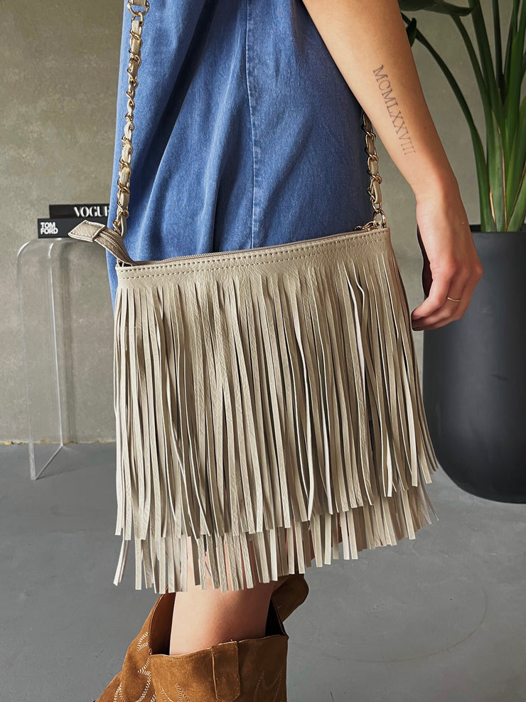 27 Double Layered Fringe Crossbody Bag