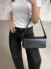 27 Faux Leather Studded Shoulder Bag