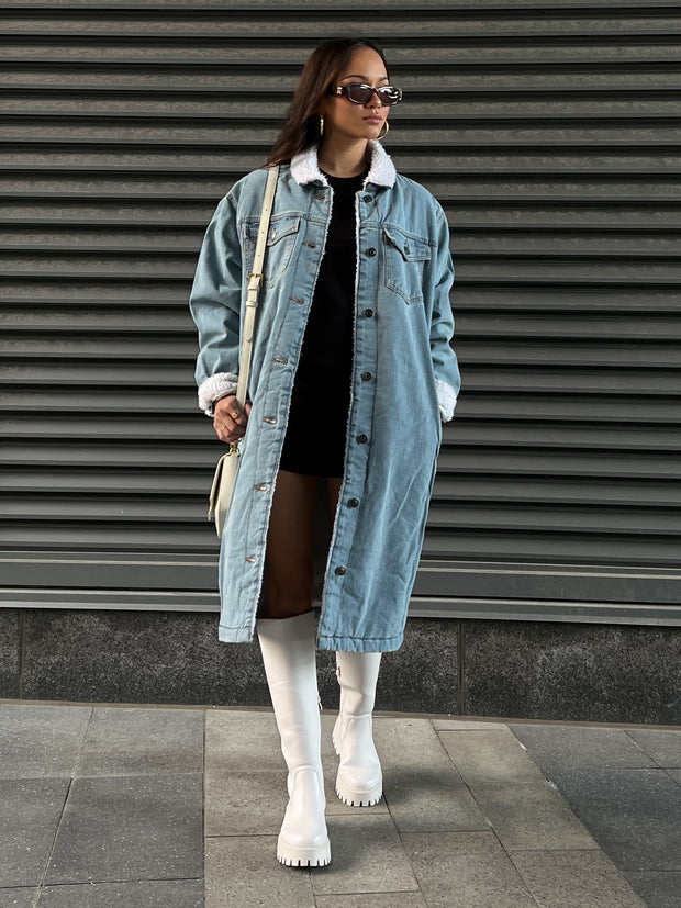 RD Style Dani Denim Sherpa Long Jacket