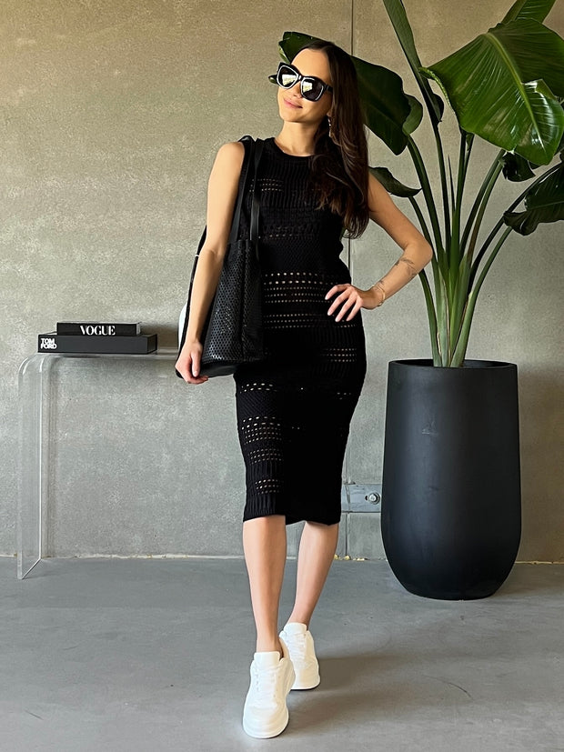 RD STYLE Crochet Knit Midi Dress