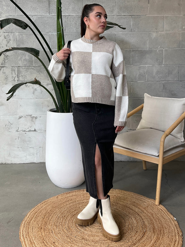 DEX Checkered Knit Sweater