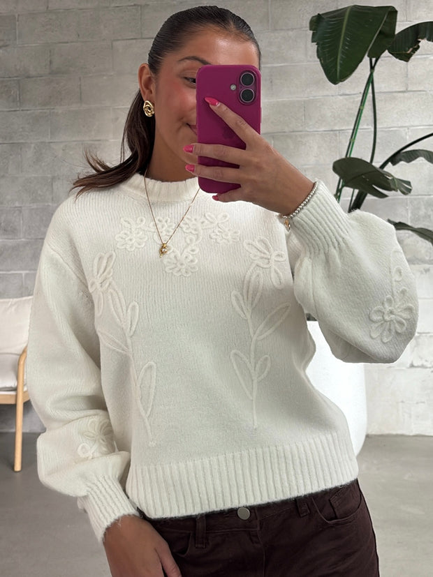 RD STYLE Rhiana Floral Embroidered Knit Sweater