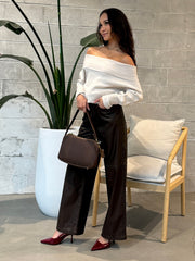 RD STYLE Faux Leather Wide Leg Polaris Pant