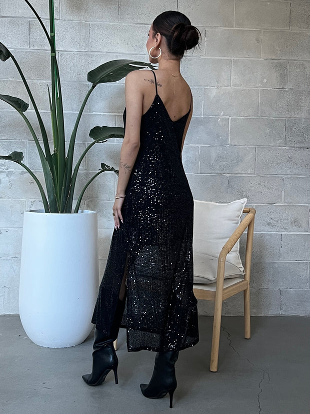 BLACK TAPE Sequin Slip Dress