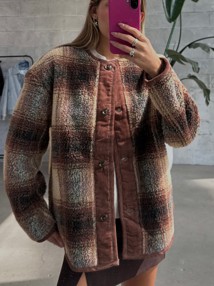 RD STYLE Sophie Plaid Sherpa Jacket