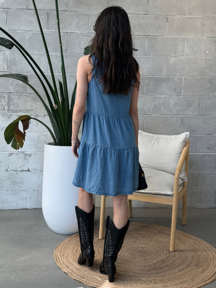 ROOM 34 Tiered Button Front Dress