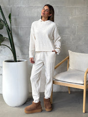 DEX Cable Knit Hooded Sweater and Jogger Set