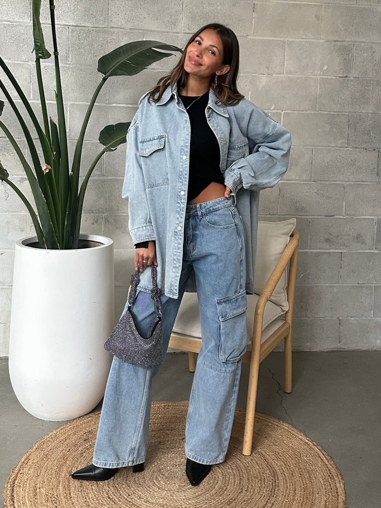 BRUNETTE THE LABEL Oversized Denim Jacket / Shirt Dress