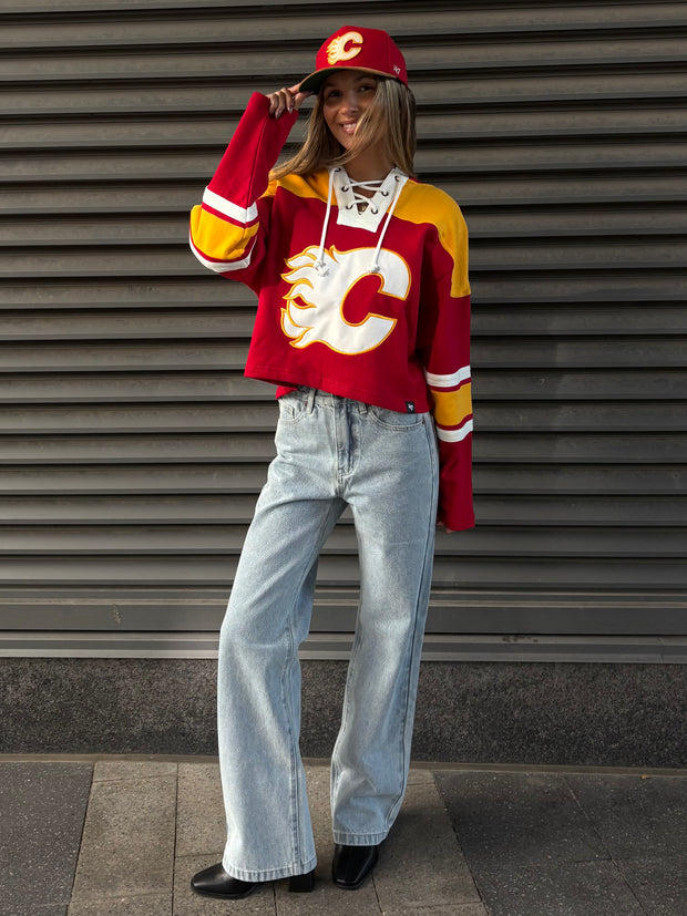 '47 BRAND NHL Calgary Flames '47 Cropped Superior Lace Hoodie