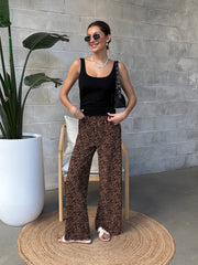 DEX Leopard Pleated Wide Leg Pant