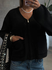 PIECES Junna V-Neck Knit Zip Up