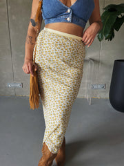 27 Satin Waistband Floral Maxi Skirt