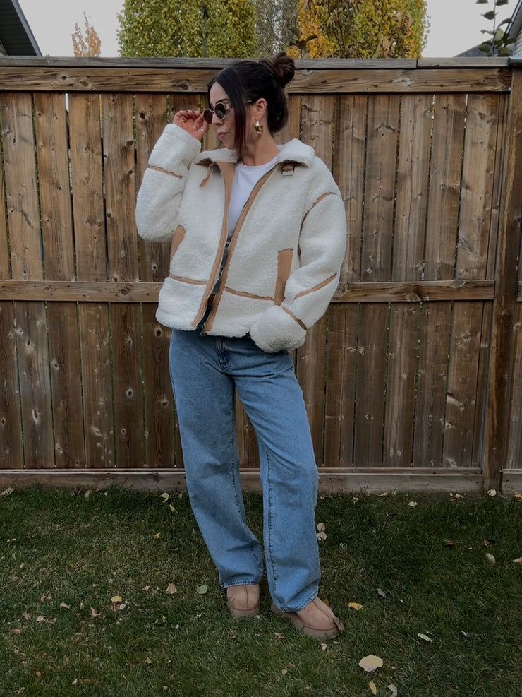 DEX Contrast Detail Fleece Sherpa Jacket