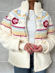 RD STYLE Rose Zip Up Knit Jacket