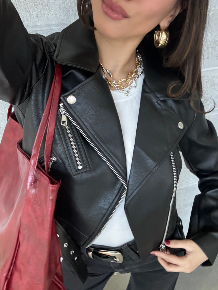 ONLY Vera Faux Leather Biker Jacket