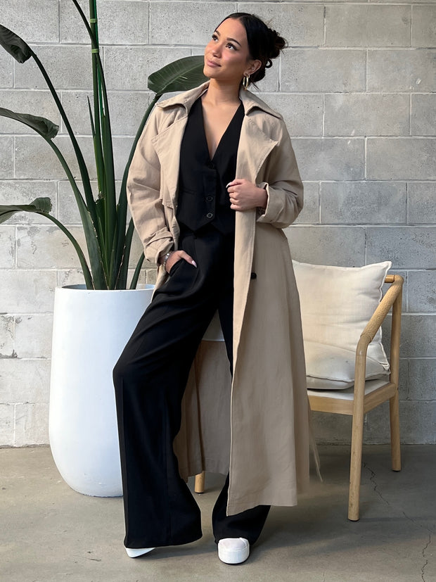 27 Long Line Double Breasted Trench Coat