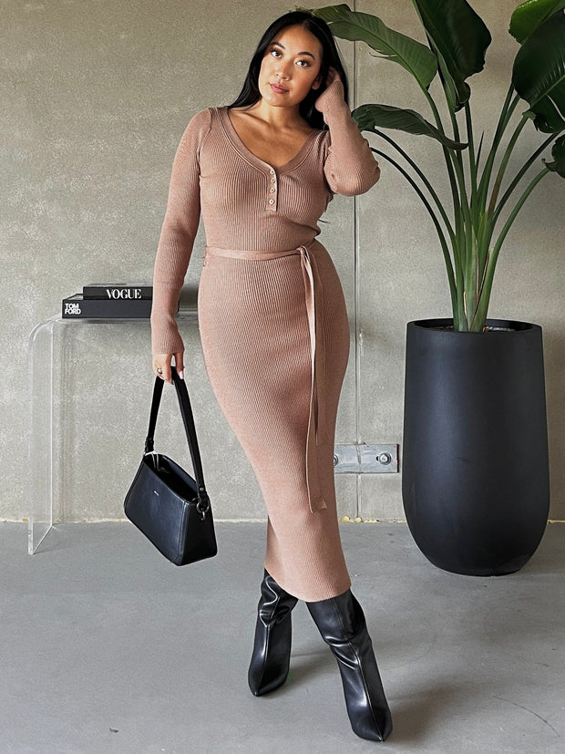 DEX Bailey Belted Midi Sweater Dress