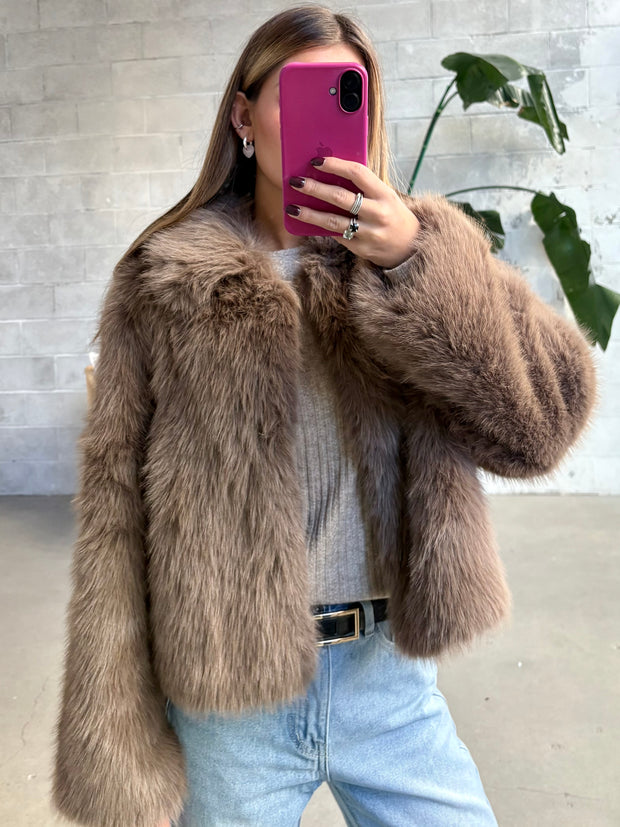 C'EST MOI Faux Fur Cropped Jacket